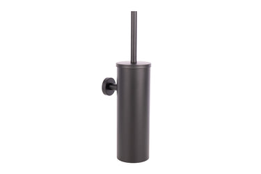 Cofan – Escobillero de Pared Negro Mate Ribeira | Diseño Redondo | Acero Inoxidable | 9,1 x 12,9 x 39 cm